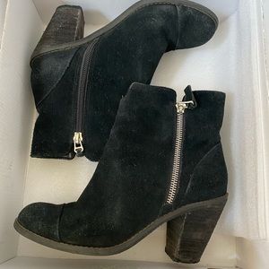 Black suede zip side booties 6